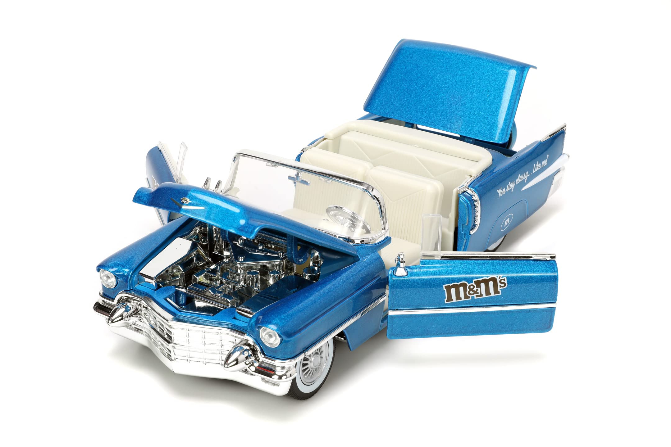 Jada Toys M&Ms Figure Blue with 1956 Cadillac Eldorado - Toy Set